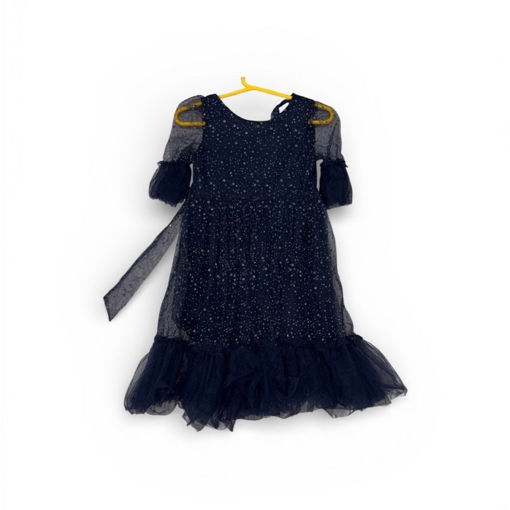 220. Elegant Black Tulle Dress with Glitter Kids Size 9
